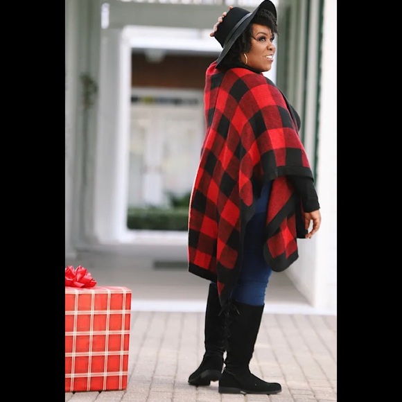 🆕NEW! Oversized Buffalo Plaid Poncho Overpiece - Picture 11 of 16